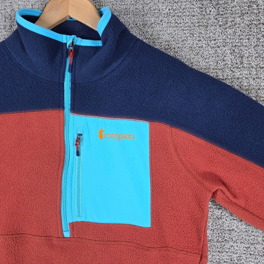 Cotopaxi Abrazo Half Zip Fleece Pullover‎ Mens Small Orange Blue Jacket - Picture 3 of 7